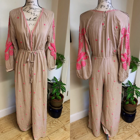 Free People Embroidered V Jumpsuit - Picture 2 of 4